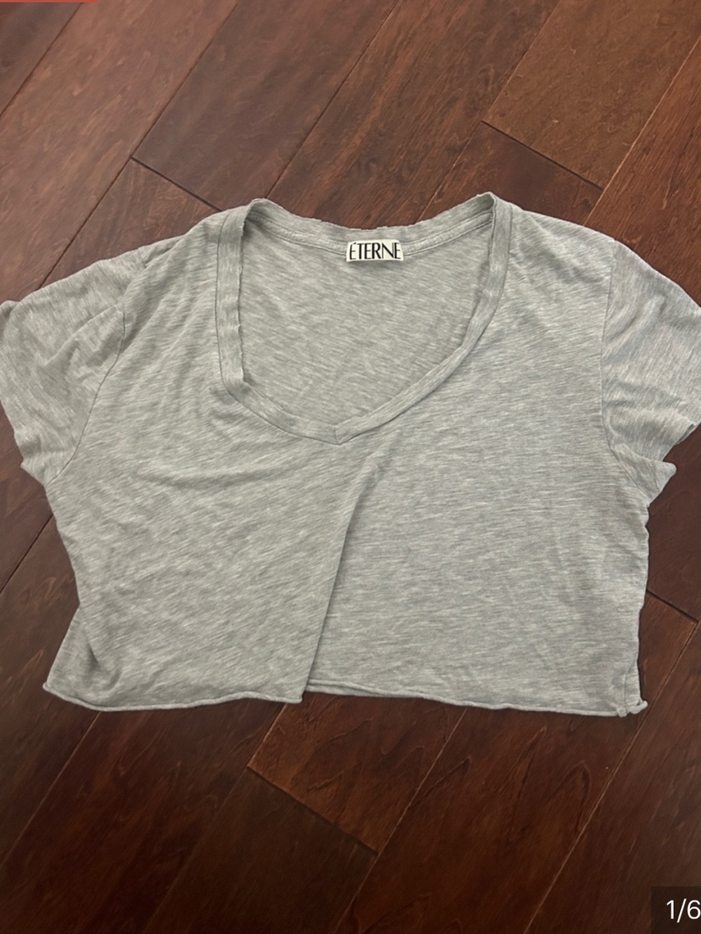 Eterne Light Grey V-Neck Cropped Tee